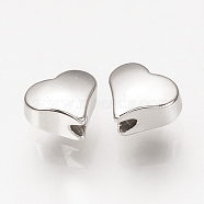 Brass Spacer Beads, Nickel Free, Real Platinum Plated, Heart, 5x6x3.5mm, Hole: 1mm(KK-Q735-275P)