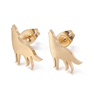 Wolf 304 Stainless Steel Stud Earrings for Women, Golden, 11x11mm, Pin: 0.7mm(EJEW-Z017-13G)