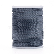 Round Waxed Polyester Cord, Taiwan Waxed Cord, Twisted Cord, Steel Blue, 1mm, about 12.02 yards(11m)/roll(YC-G006-01-1.0mm-17)