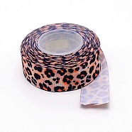 Polyester Ribbon, Leopard Print Theme Pattern, for Gift Wrapping, Floral Bows Crafts Decoration, Coral, 1 inch(25mm), about 10yards/roll(OCOR-TAC0009-22A-07)