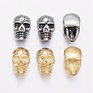 304 Stainless Steel Beads, Skull, Mixed Color, 14x9x8mm, Hole: 2mm(STAS-E131-34)