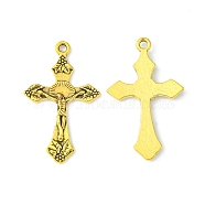 Tibetan Style Pendants, For Easter, Lead Free and Cadmium Free, Crucifix Cross Pendant, Antique Golden, 33.5x20.5x2.5mm, Hole: 2mm(GLF11118Y)