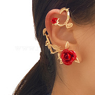 Alloy Rose Flower Stud Earrings, Climber Wrap Around Earrings for Women, Light Gold, 63.5x45x14mm, Pin: 0.9mm(EJEW-C058-01LG)