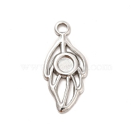 304 Stainless Steel Pendant Cabochon Settings, Leaf, Stainless Steel Color, Tray: 4mm, 25x12x1.5mm, Hole: 2.5mm(STAS-F282-13MC)