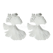304 Stainless Steel Dangle Stud Earrings, Gingko Leaf, Stainless Steel Color, 48x45.5mm(EJEW-Z038-05P)