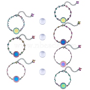 DIY Rainbow Color Blank Dome Link Bracelet Making Kit, Including 304 Stainless Steel Bracelet Making, Glass Cabochongs, 42Pcs/box(DIY-SZ0009-08)