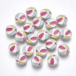 Alloy Enamel Cabochons, Fit Floating Locket Charms, Basketball, Colorful, Platinum, 7x2.5mm(PALLOY-T054-57)