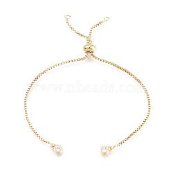 Brass Chain Bracelet Making, with Cubic Zirconia, Slider Bracelets Making, Cadmium Free & Nickel Free & Lead Free, Real 18K Gold Plated, 4-3/8 inch~4-3/4 inch(110~120mm), 1mm, Hole: 1.5mm(KK-G279-02-NR)