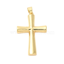 Brass Pendants, Cross, Golden, 38x25x5mm, Hole: 5x4mm(KK-A228-02G)