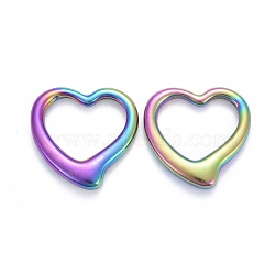 Ion Plating(IP) 304 Stainless Steel Linking Rings, Heart, Rainbow Color, 24x24x4mm(STAS-P231-22M)