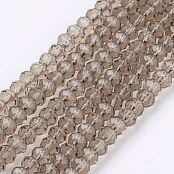 Transparent Glass Beads Strands, Faceted, Rondelle, Gray, 3x2mm, Hole: 0.5mm, about 160~165pcs/strand, 15.35 inch~15.75 inch(39~40cm)(X-GLAA-R135-2mm-15)
