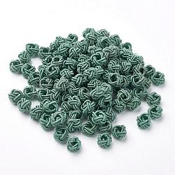 Polyester Weave Beads, Round, Dark Cyan, 6x5mm, Hole: 4mm, about 200pcs/bag(WOVE-N002-35)