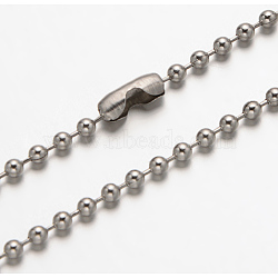 Hot Selling 304 Stainless Steel Ball Chain Necklace, with Ball Chain Connectors, Stainless Steel Color, 17.7 inch(45cm)(NJEW-E045-13P)