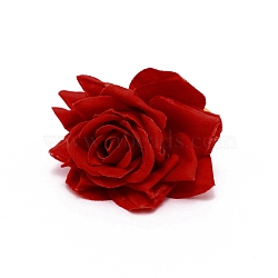 Alloy Napkin Rings, with Plastic Artificial Rose Flower, Napkin Holder Adornment, Restaurant Daily Accessories, Matte, FireBrick, 84x78mm(AJEW-TAC0027-14)