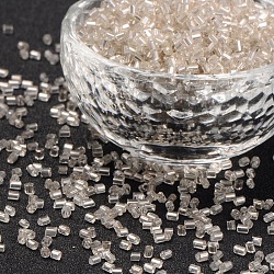 11/0 Two Cut Glass Seed Beads, Hexagon, Silver Lined Round Hole, Silver, Size: about 2.2mm in diameter, about 37500pcs/Pound(CSDB21)