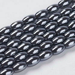 Non-magnetic Synthetic Hematite Beads Strands, Oval, Black, Size: about 5mm in diameter, 8mm long, hole: 1mm, about 45pcs/strand(X-G-H1080-1)
