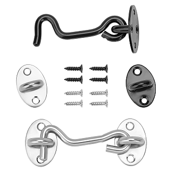 Unicraftale Stainless Steel Inspissate Windows Wind-proof Hook Set, with Screws, Mixed Color, 100x39x18.7mm, Hole: 5mm, Screw: 6.5x15.6mm, 2 colors, 2sets/color, 4sets/bag