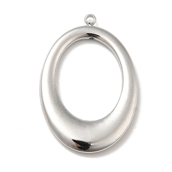 304 Stainless Steel Pendants, Oval Ring Charms, Stainless Steel Color, 29x19.5x3mm, Hole: 1.4mm
