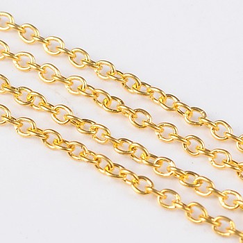 Iron Cable Chains, Unwelded, Oval, Golden Color, with Spool, 2x2x0.5mm, about 328.08 Feet(100m)/roll