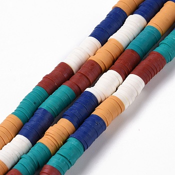Handmade Polymer Clay Bead Strands, Heishi Beads, Disc/Flat Round, Dark Blue, 6x0.2~2mm, Hole: 2mm, about 325~330pcs/strand, 15.12~ 15.35 inch(38.4~39cm)