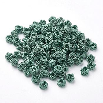 Polyester Weave Beads, Round, Dark Cyan, 6x5mm, Hole: 4mm, about 200pcs/bag
