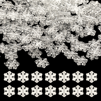 500Pcs Transparent Acrylic Beads, Snowflake, Clear, 12.5x12x2.5mm, Hole: 1.2mm
