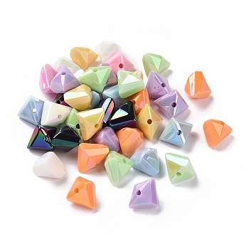 Opaque Acrylic Imitation Shell Beads, Triangle, Mixed Color, 18x21x16mm, Hole: 2.5mm