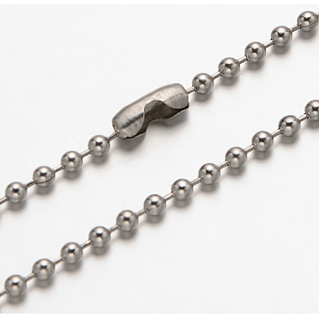 Hot Selling 304 Stainless Steel Ball Chain Necklace, with Ball Chain Connectors, Stainless Steel Color, 17.7 inch(45cm)