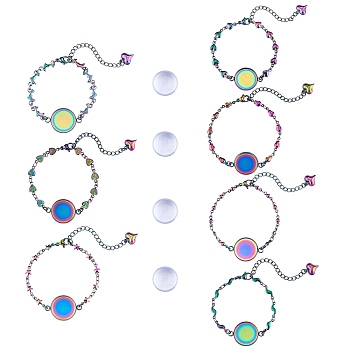 DIY Rainbow Color Blank Dome Link Bracelet Making Kit, Including 304 Stainless Steel Bracelet Making, Glass Cabochongs, 42Pcs/box