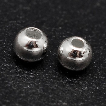925 Sterling Silver Beads, Seamless Round Beads, Silver, 3mm, Hole: 1~1.2mm, about 377pcs/20g