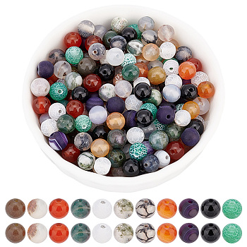220Pcs 11 Styles Natural Gemstone Beads, Round, Mixed Dyed and Undyed, 6mm, Hole: 0.8~1.2mm, 20pcs/style