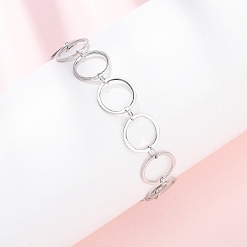 304 Stainless Steel Ring Link Chain Bracelets, Stainless Steel Color, 7-1/8 inch(18.2cm)