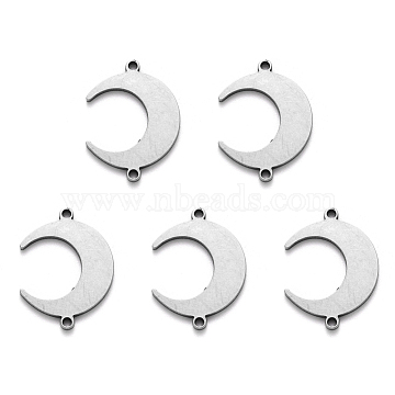 304 Stainless Steel Links Connector, Laser Cut, Moon, Stainless Steel Color, 18.5x14x1mm, Hole: 1mm(X-STAS-R107-16)