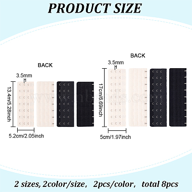 benecreat 8pcs 4 style polyester femmes 3 rangées x 7/9 crochets extension de soutien-gorge corset longline(FIND-BC0004-65)-2