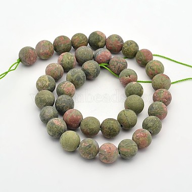 Frosted Round Natural Unakite Beads Strands(G-E302-107-10mm)-2