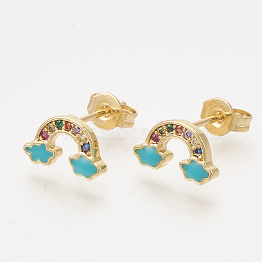 DarkTurquoise Brass Stud Earrings