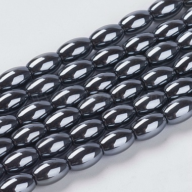 8mm Black Oval Non-magnetic Hematite Beads