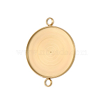 304 Stainless Steel Connector Cabochon Settings, Flat Round, Ion Plating(IP), Real 14K Gold Plated, 16x12mm, Tray Size: 11mm(STAS-OY009-26G)