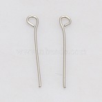 Tarnish Resistant 201 Stainless Steel Eye Pin, Stainless Steel Color, 50mm, Hole: 2mm, Pin: 0.6mm(STAS-N017-01-0.6x50mm)