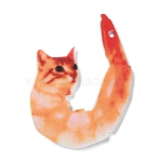 Opaque Printed Acrylic Pendants, Shrimp & Cat Shape Charms, Orange, 45x32x2mm, Hole: 1.6mm(SACR-F017-03)