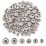120Pcs 6 Style 304 Stainless Steel Beads, Round, Stainless Steel Color, 20pcs/style(STAS-UN0025-48)