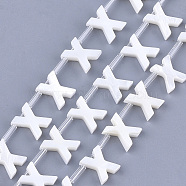 Freshwater Shell Beads, Top Drilled Beads, Letter.X, 10x8.5x3mm, Hole: 0.8mm(X-SHEL-T012-59X)