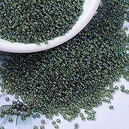 MIYUKI Round Rocailles Beads, Japanese Seed Beads, 11/0, (RR288) Transparent Olive Green AB, 2x1.3mm, Hole: 0.8mm, about 5500pcs/50g(SEED-X0054-RR0288)