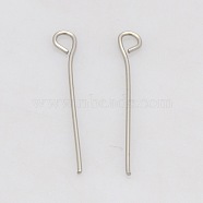 201 Stainless Steel Eye Pin, Stainless Steel Color, 50mm, Hole: 2mm, Pin: 0.6mm(STAS-N017-01-0.6x50mm)