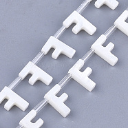 Natural Freshwater Shell Beads, Top Drilled Beads, White, Letter.F, 10x6x3mm, Hole: 0.8mm(SHEL-T012-59F)
