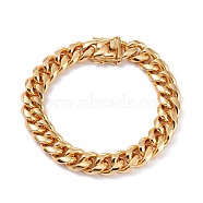 Vacuum Plating 304 Stainless Steel Curb Chain Bracelets, Golden, 9-1/4 inch(23.4cm), 12mm(BJEW-I295-04G)