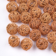 Spray Painted Eco-Friendly Iron Wire Beads, Round, Coral, 15~17mm(IFIN-T009-10F)