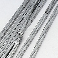 Electroplate Non-magnetic Synthetic Hematite Heishi Beads Strands, Thin Slice Flat Square Beads, Frosted, Grade A, Silver Plated, 2x2x1mm, Hole: 1mm, about 400pcs/strand, 16 inch(G-J171B-2x2mm-02)