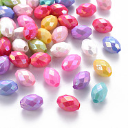 Opaque Acrylic Beads, Dyed, AB Color, Faceted, Oval, Mixed Color, 12x8mm, Hole: 2.5mm, about 1120pcs/500g(TACR-S153-32I)
