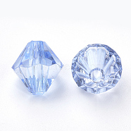 Transparent Acrylic Beads, Bicone, Light Steel Blue, 4x4mm, Hole: 1.2mm, about 17000pcs/500g(TACR-S146-4mm-16)